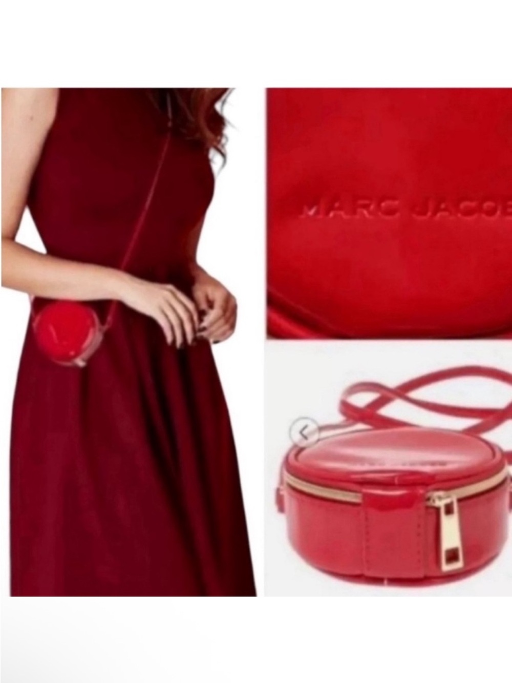 LOW START š„ Marc Jacobs Sling Shot Glossy Patent Mini Red Round Crossbody NWT - Picture 9 of 14